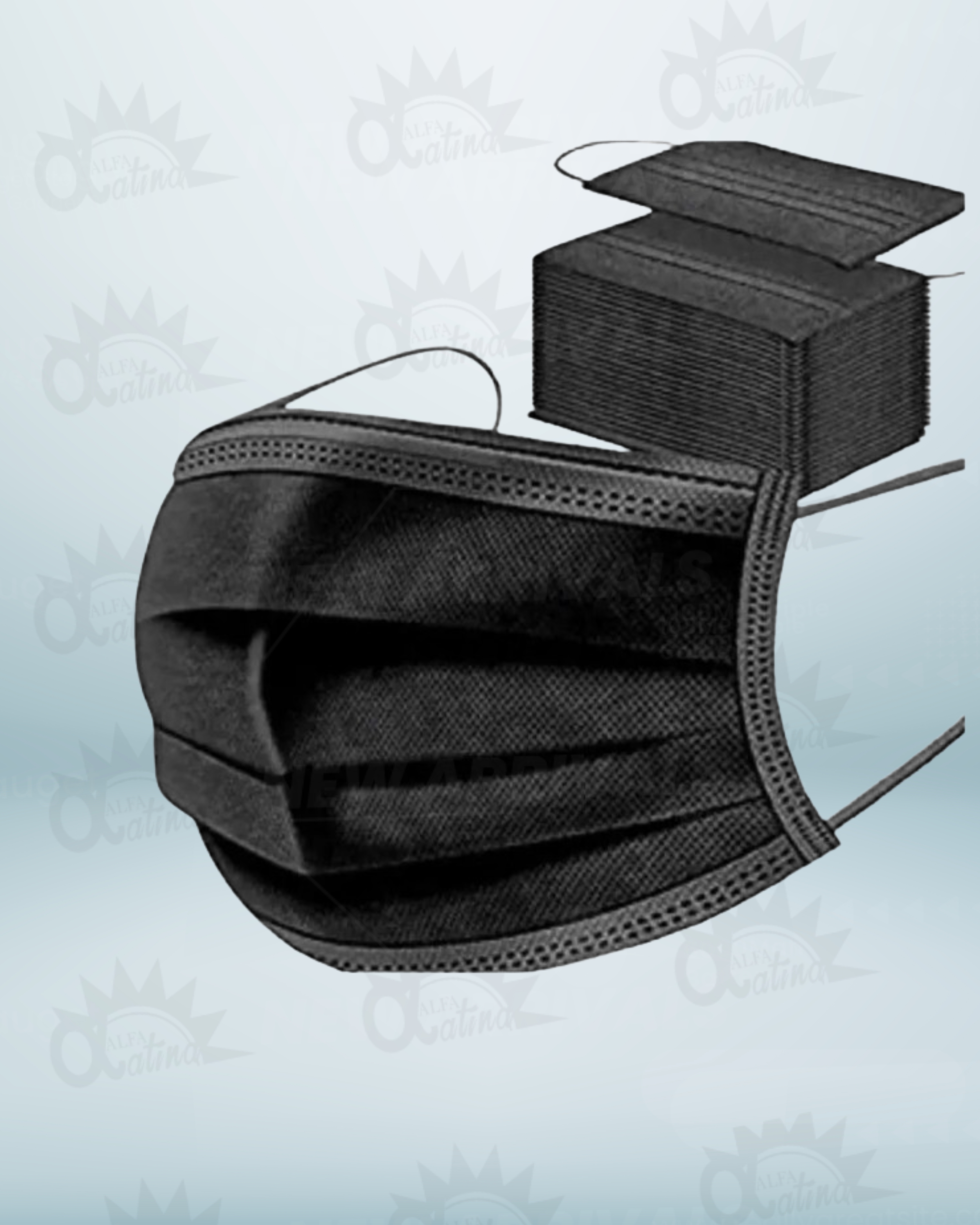 TAPABOCAS TERMOSELLADO COLOR NEGRO. EMPAQUE INDIVIDUAL CAJA X 50 UND